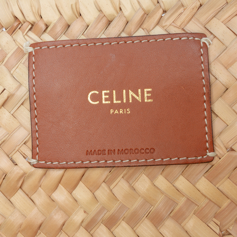 Pre-Loved Celine Large Raffia Cuir Triomphe Classic Panier Tote - Picture 5 of 12